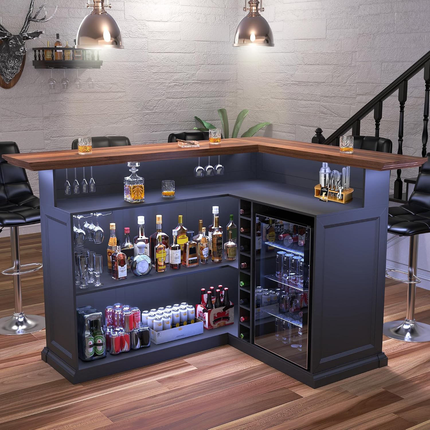 L-Shaped Home Bar Cabinet with - Home Bar Lounge review and price
